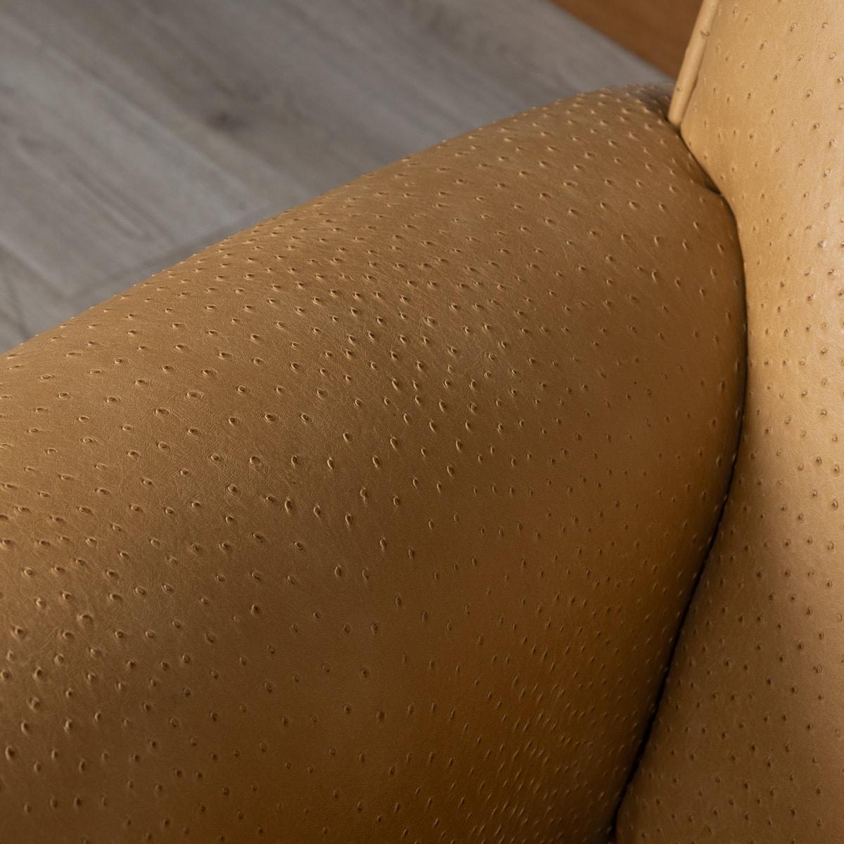 A 20th Century Pair Of English Beige Faux Ostrich Skin Leather Armchairs c.1960 9