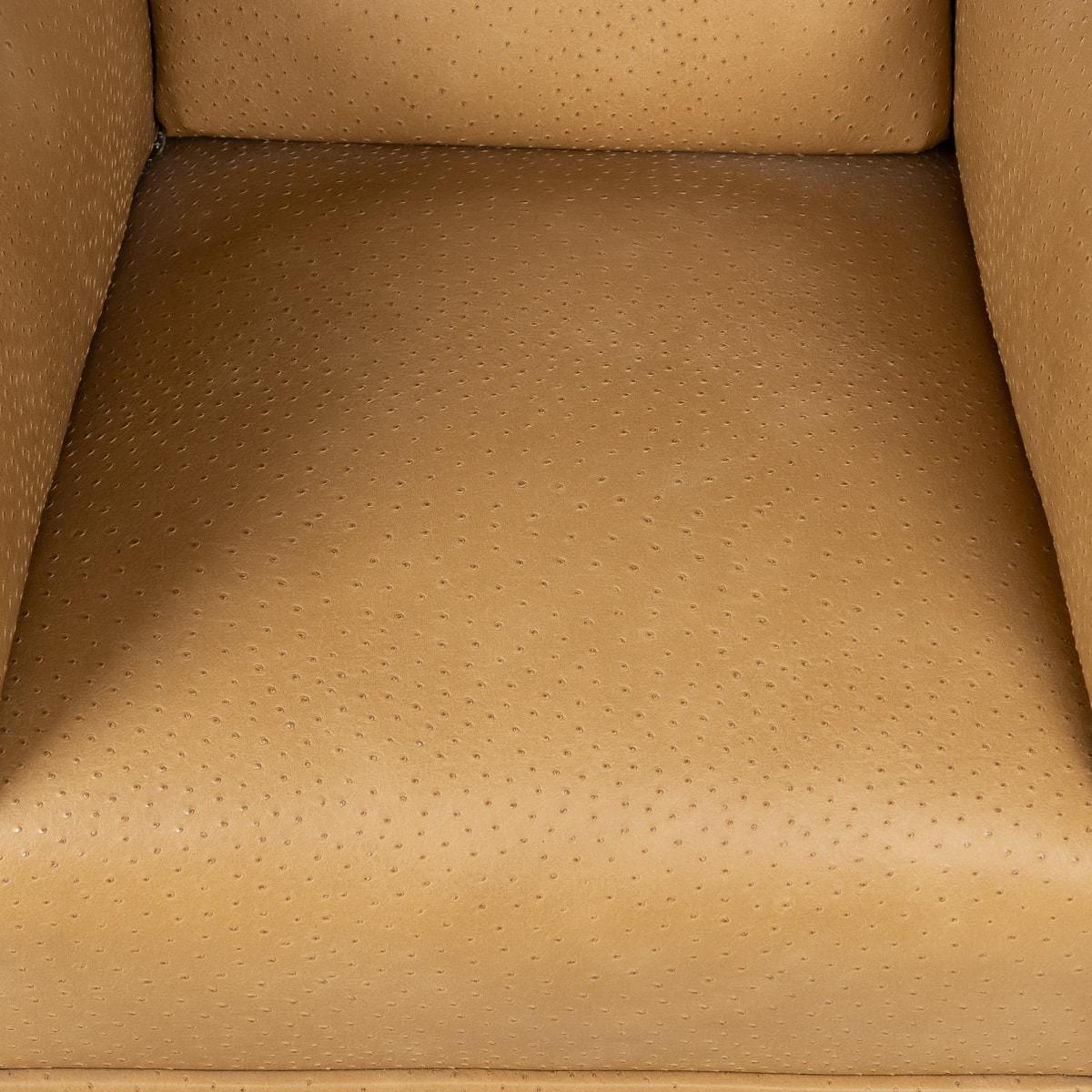 A 20th Century Pair Of English Beige Faux Ostrich Skin Leather Armchairs c.1960 3