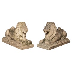A 20th Century Pair Of English Stone Lions c.1970