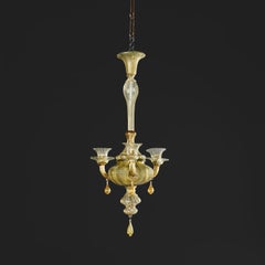 A 20th Century Pale Celadon Three Arm Chandelier by MVM Cappellin