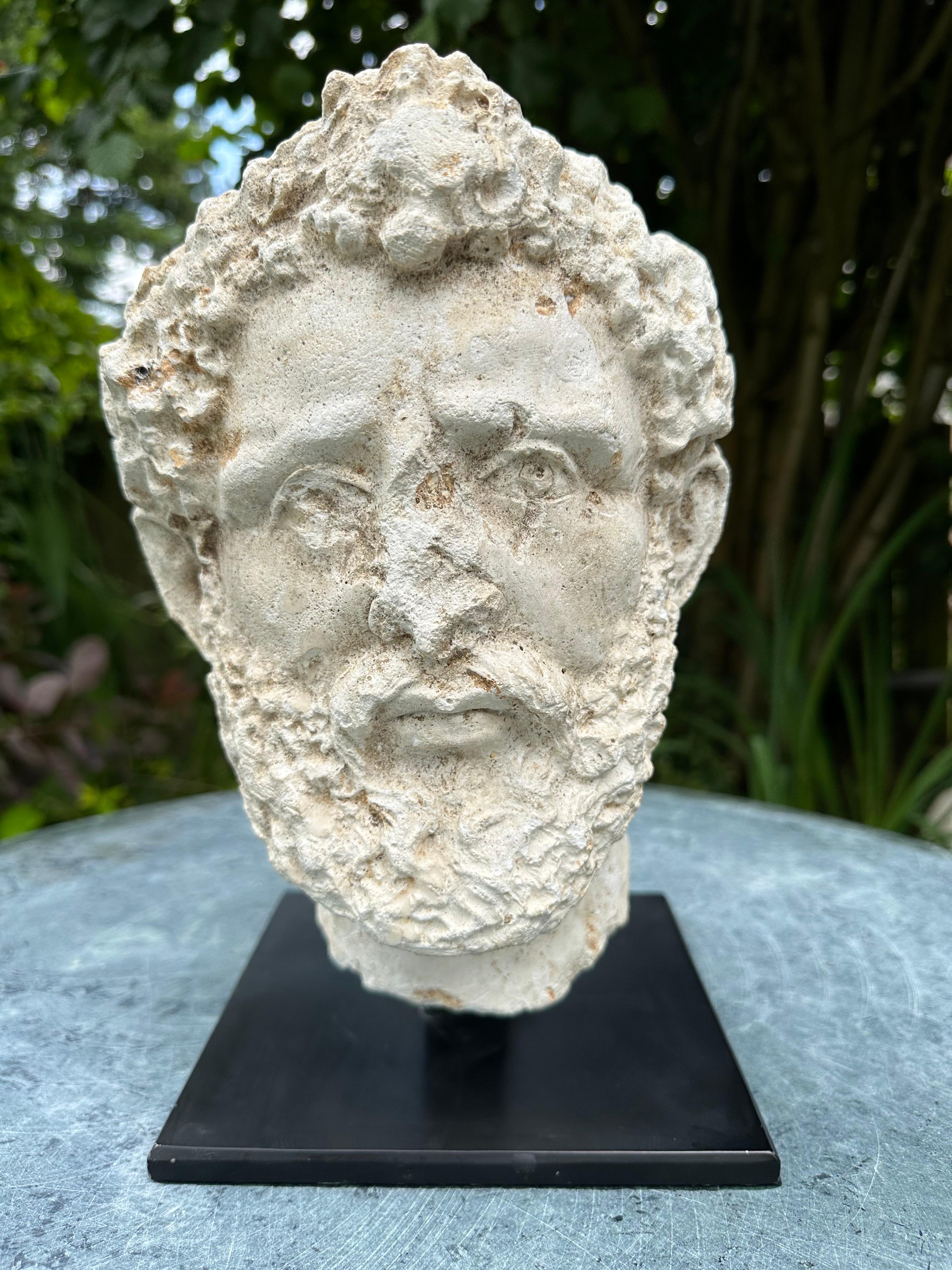 Late 20th Century A 20th century plaster  head of a Roman God. For Sale