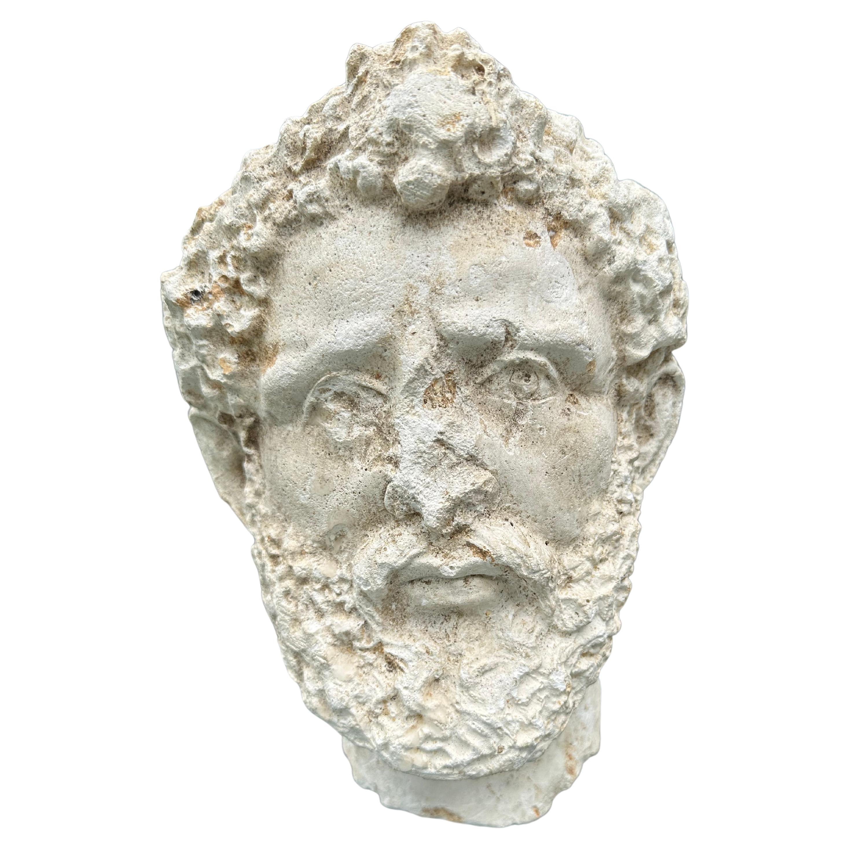 A 20th century plaster  head of a Roman God. For Sale
