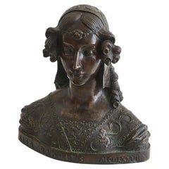 Buste Lisa Bardivs 1477 en bronze patiné de style Renaissance du 20e siècle