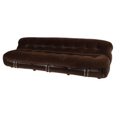 Vintage A 20th Century "Soriana" Sofa In Dark Brown Fabric By Tobia Scarpa For Cassina