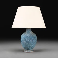 A 20th Century Speckled Blue Art Pottery Vase as a Lamp