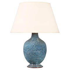 A 20th Century Speckled Blue Art Pottery Vase as a Lamp