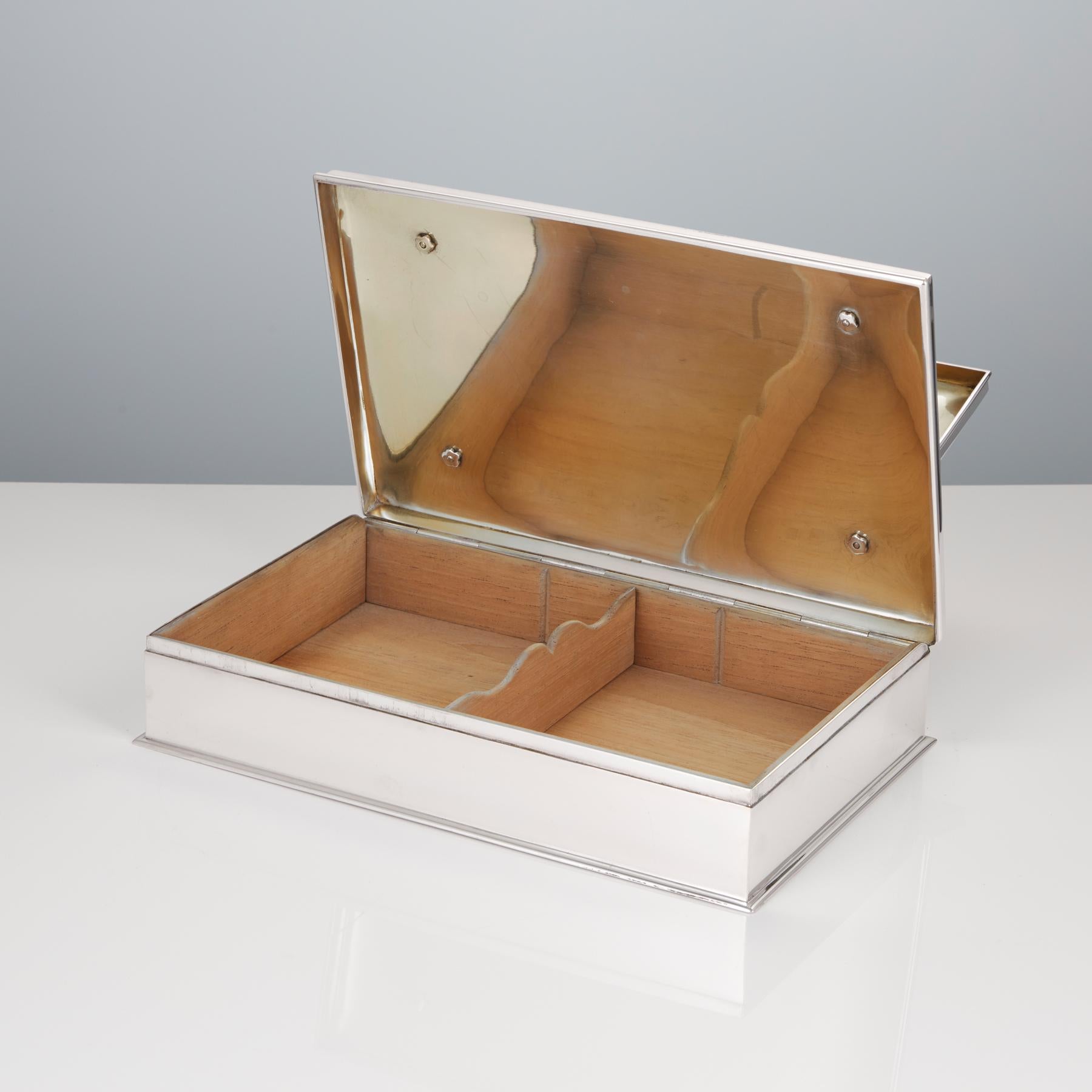 American 20th Century Sterling Silver 3-Tier Cigar & Cigarette Box by Tiffany, circa 1930