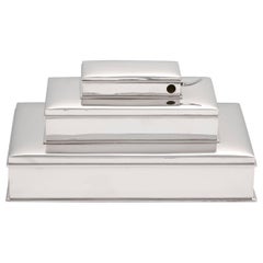 20th Century Sterling Silver 3-Tier Cigar & Cigarette Box by Tiffany, circa 1930