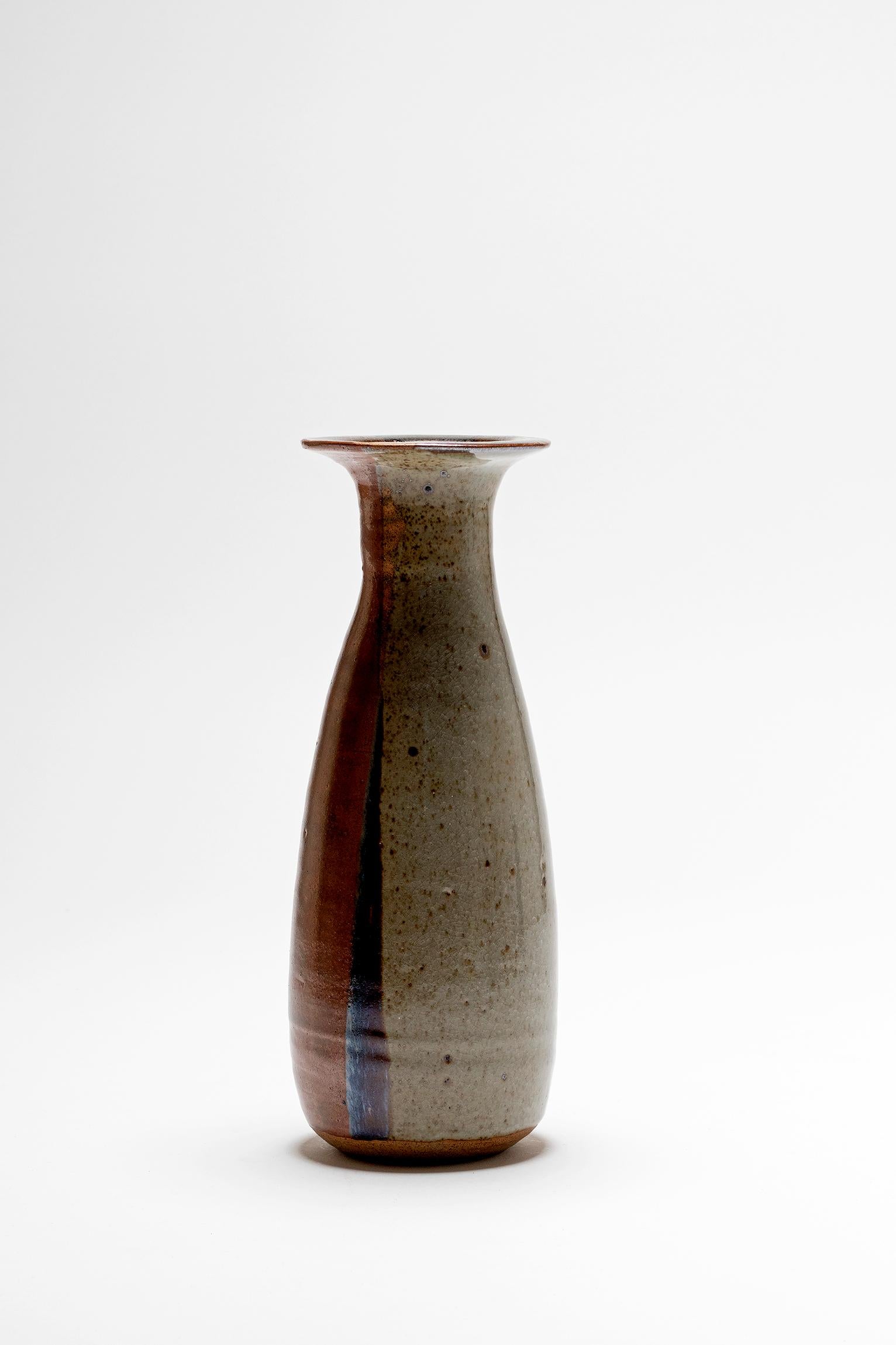 A stoneware vase, dated 90, signature undeciphered. 
France, 1990.