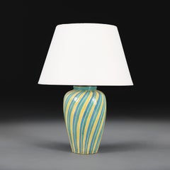 A 20th Century Swirling Striped Art Pottery Lamp