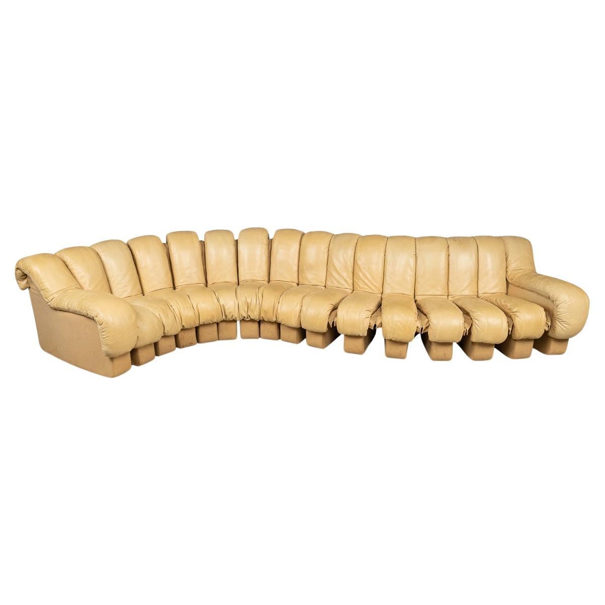 Ein Schweizer Ledersofa „Caterpillar“ aus dem 20. Jahrhundert, De Sede Ds-600 „Caterpillar“