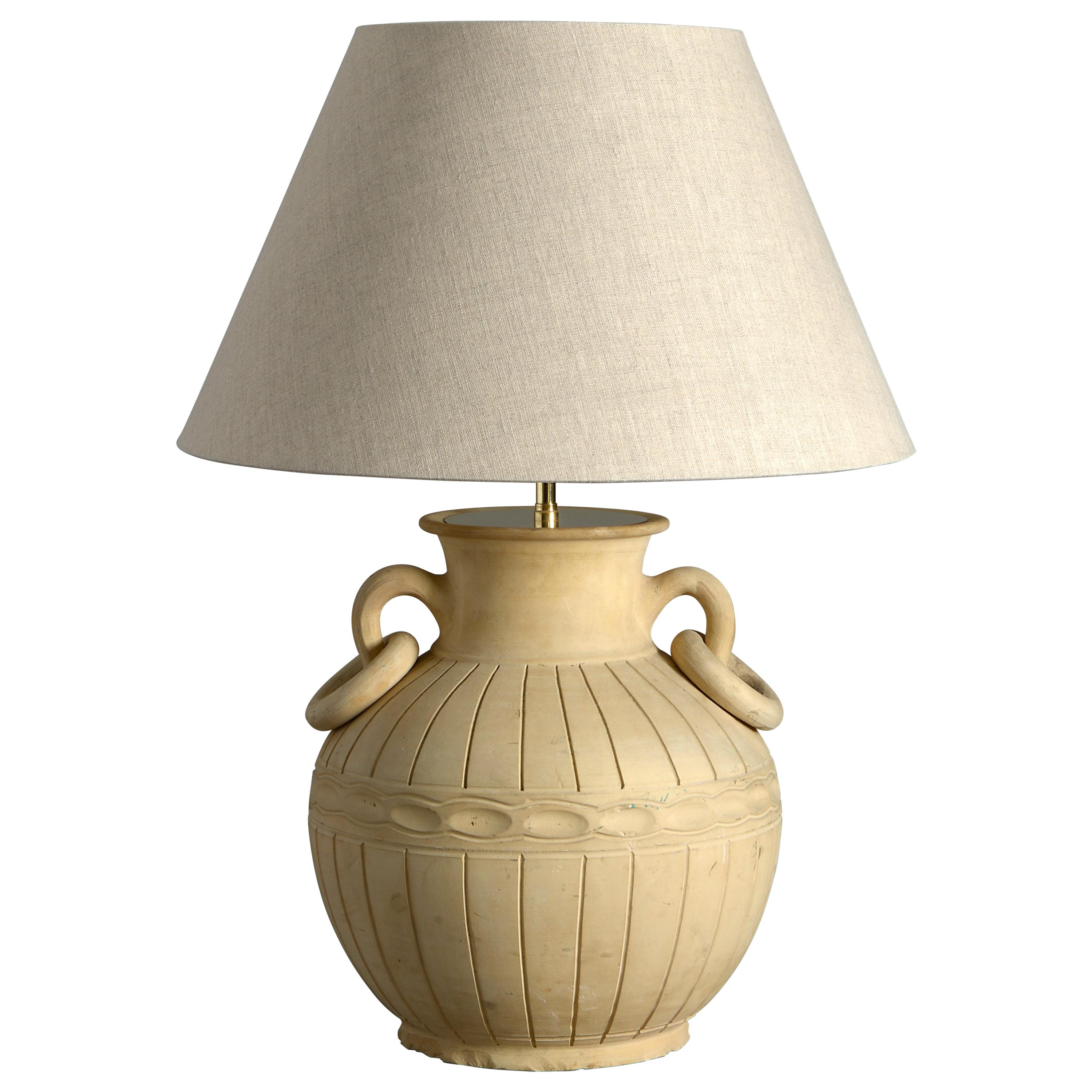 20th Century Terracotta Classical Vase Lamp