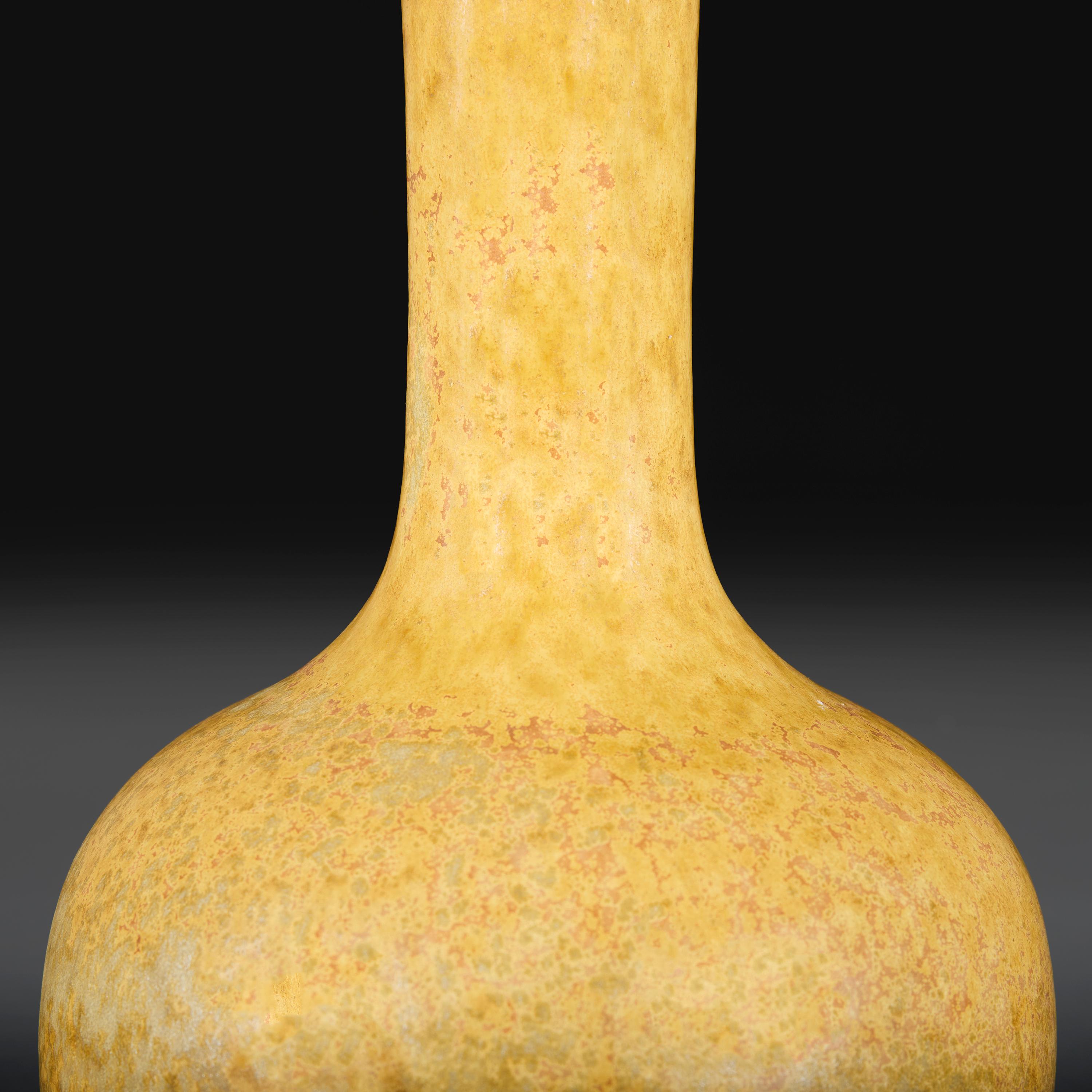Ceramic A 20th Century Yellow Crystalline Glaze Vase as a Lamp For Sale