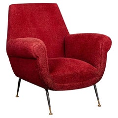Poltrona italiana del XX secolo di Gigi Radice per Minotti in cremisi originale c.1960