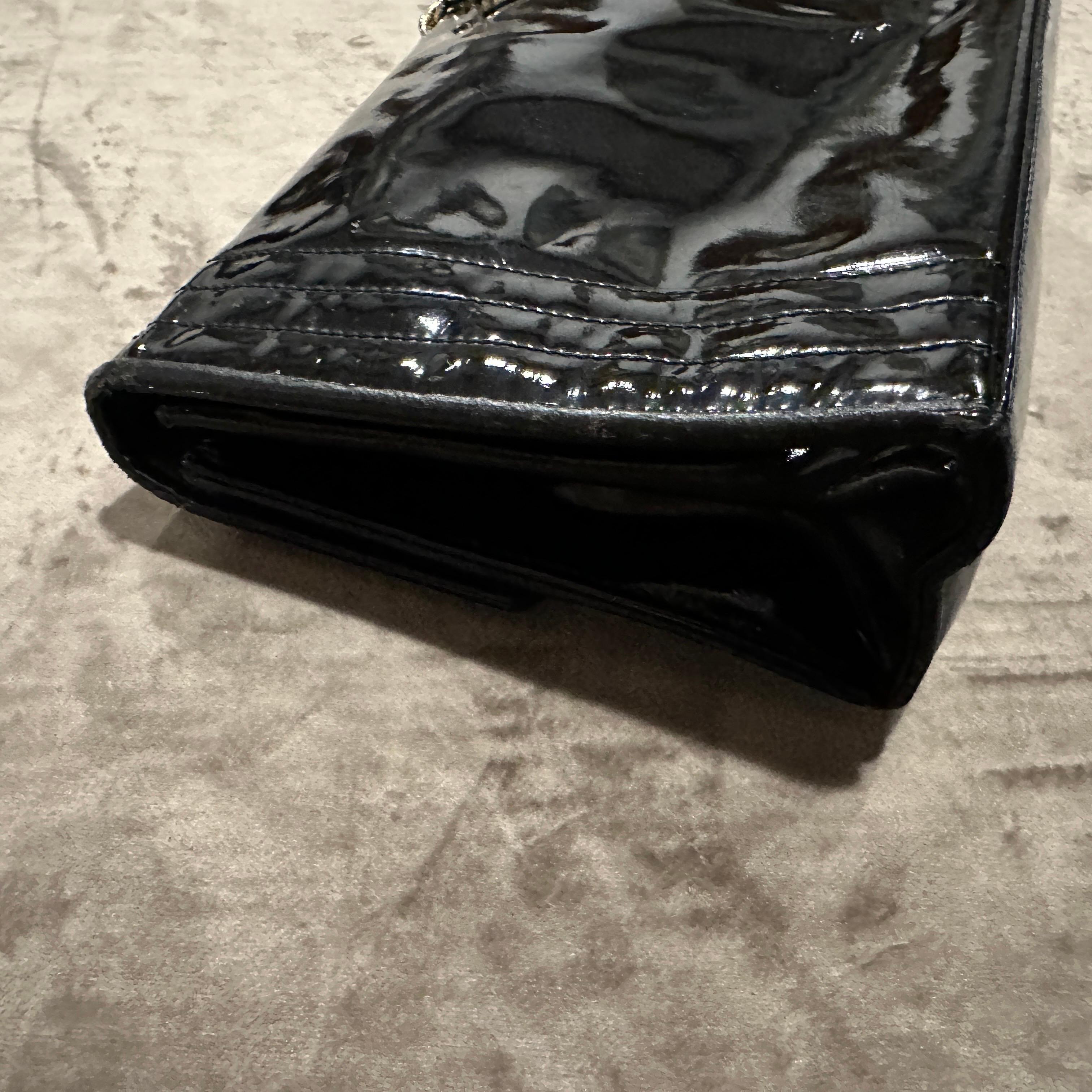 A 21st Century Chanel Black Glossy Patent Leather Crossbody Bag For Sale 10