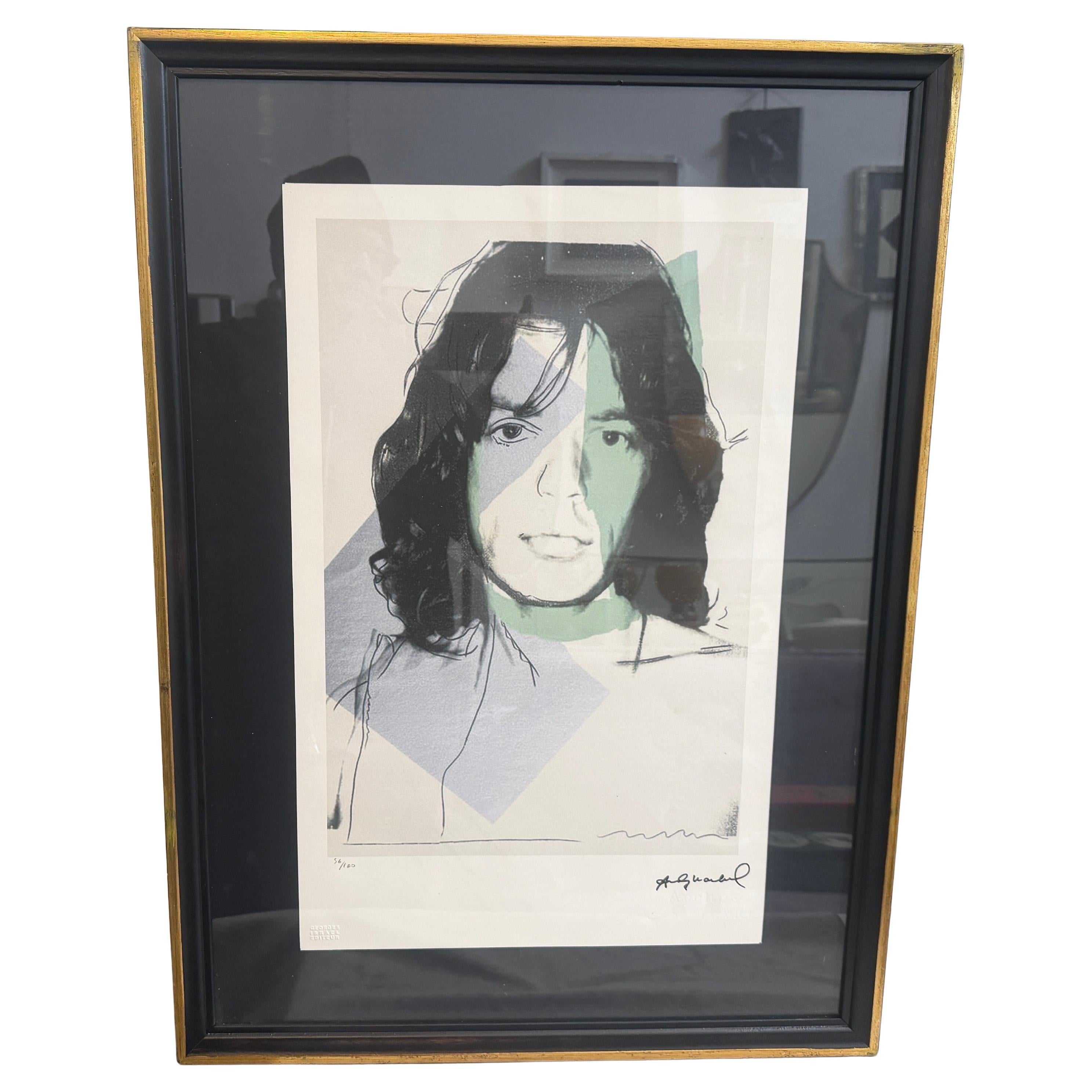 A 21st Century Framed Pop Art Mick Jagger 56/100 Lithograph by Andy Warhol