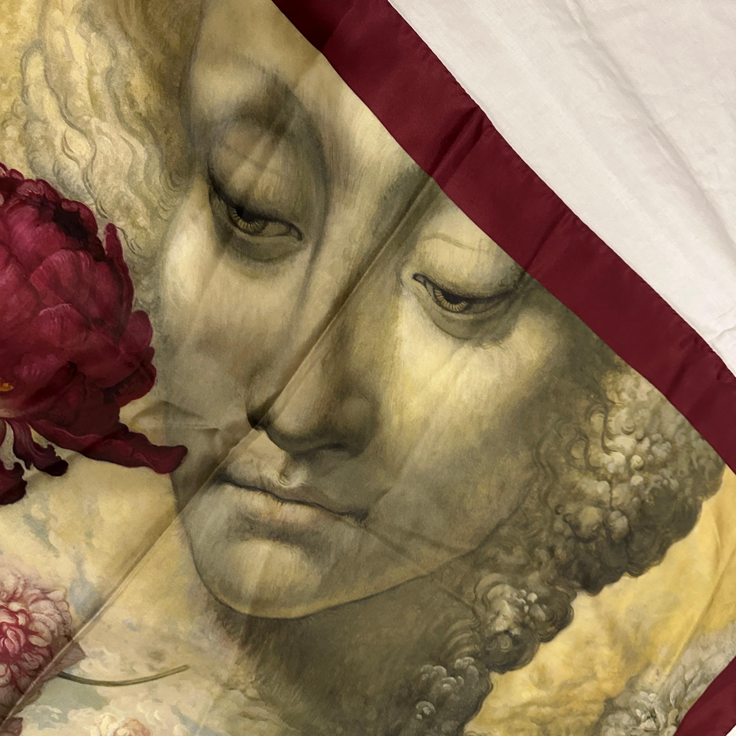 A 21st Century Neoclassical Style Italian Silk Scarf by Yana Movchan In Excellent Condition For Sale In Aci Castello, IT