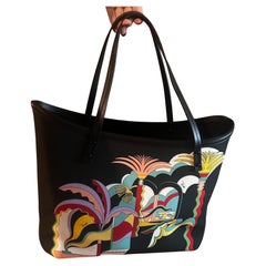 A 21st century Never Used Fabric Exotic Landscape Tote Bag by Emilio Pucci