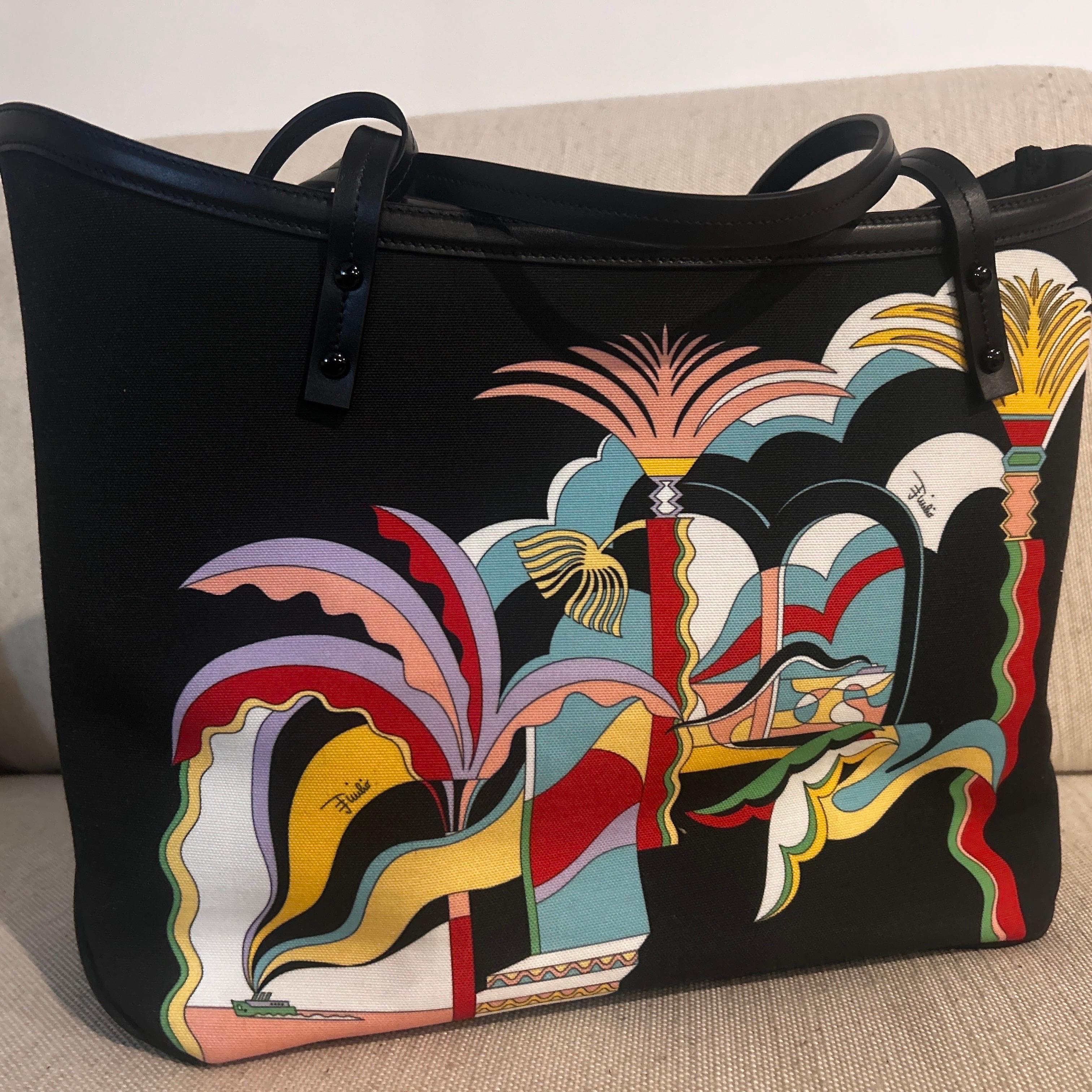 A 21st century Never Used Fabric Exotic Landscape Tote Bag by Emilio Pucci 2