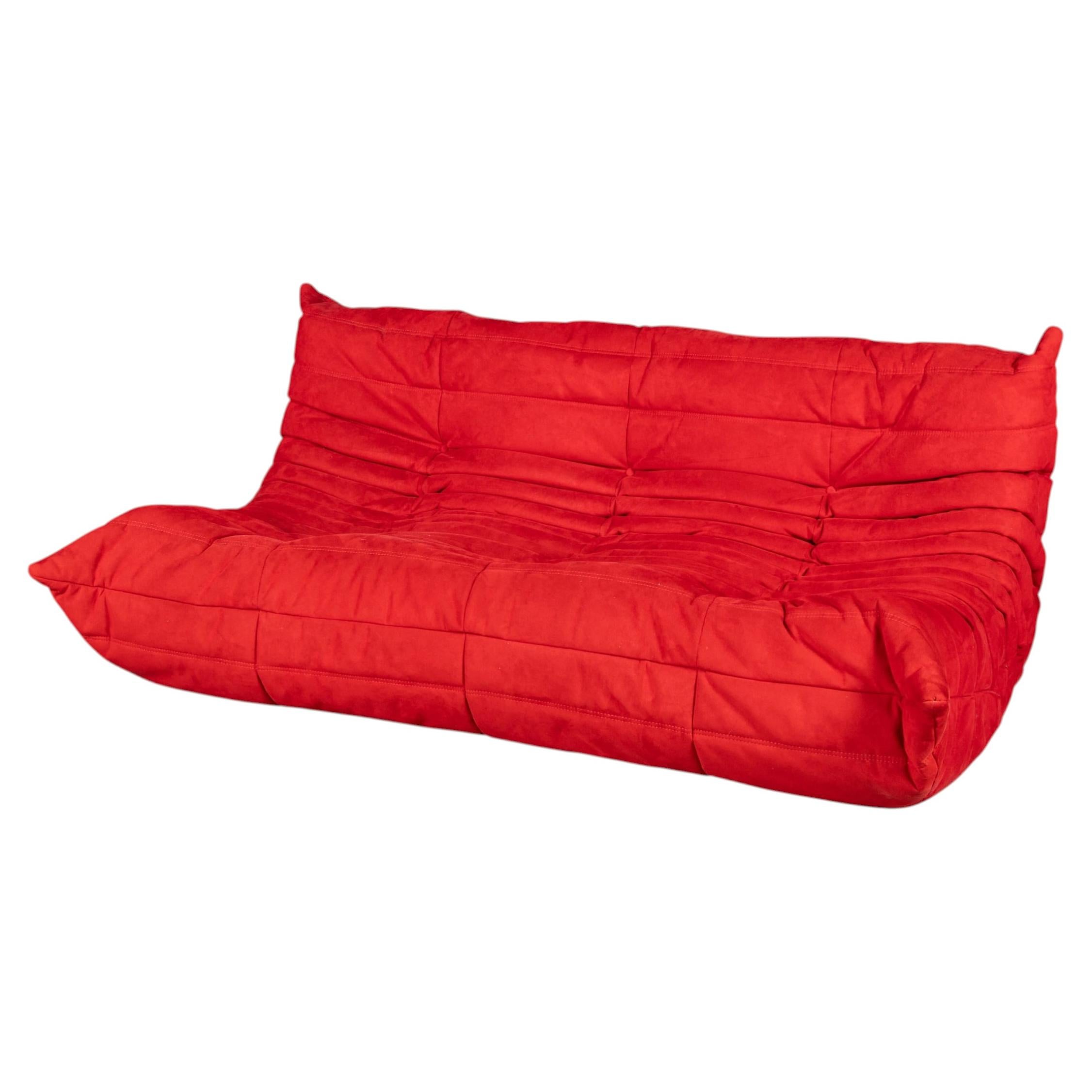 A 21st Century Red "Togo" Three Seater Sofa By Michel Ducaroy For Ligne Roset For Sale