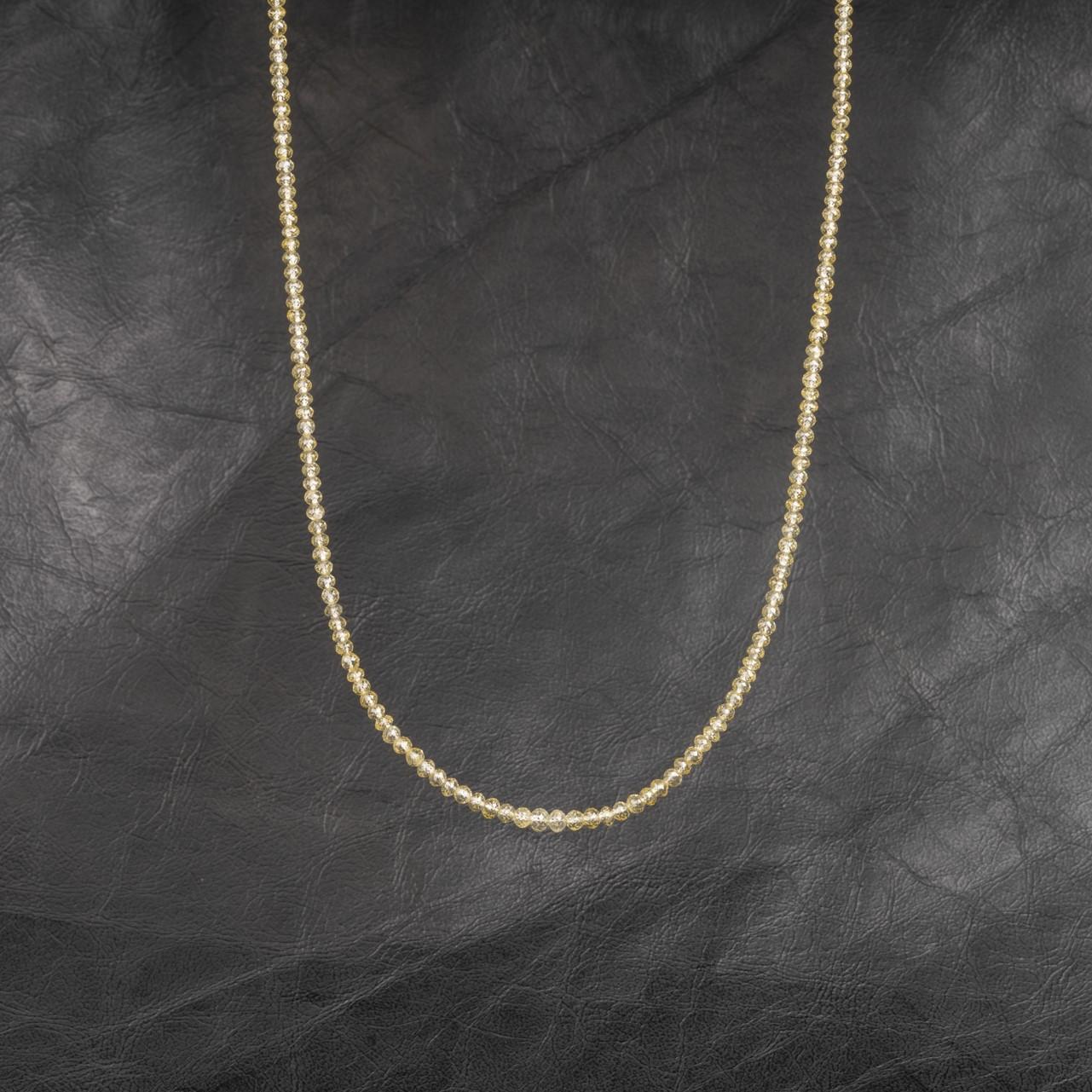 Bead 23.83 Carat Yellow Diamond Necklace with a White Diamond Clasp