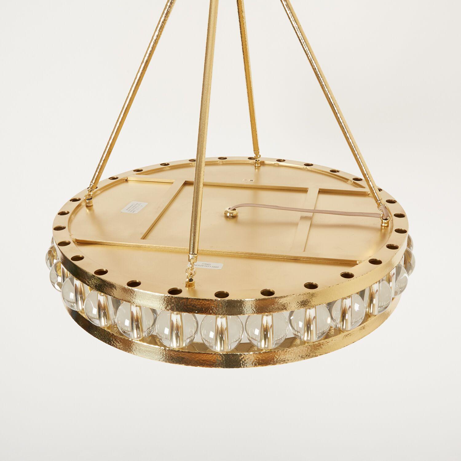American Hammered Tambour Pendant Light in Brass by David Duncan For Sale
