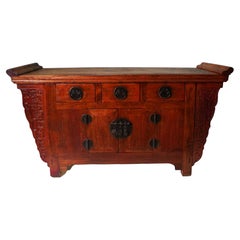 A C. 1900 Beijing Sideboard with Carved Spandrels and Original Lacquer