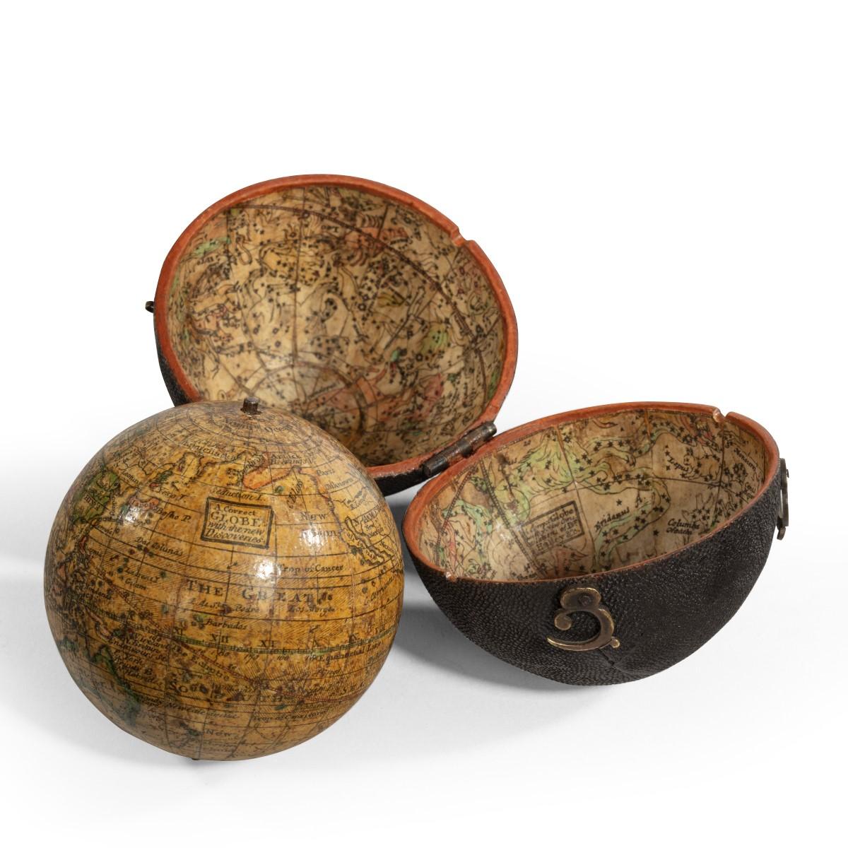 Late 18th Century George III Pocket Globe After Herman Moll For Sale