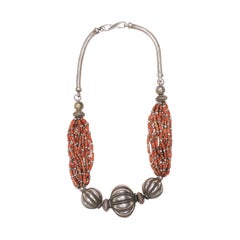 A 3 Metal Bead & Coral Necklace from Yemen