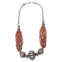 A 3 Metal Bead & Coral Necklace from Yemen