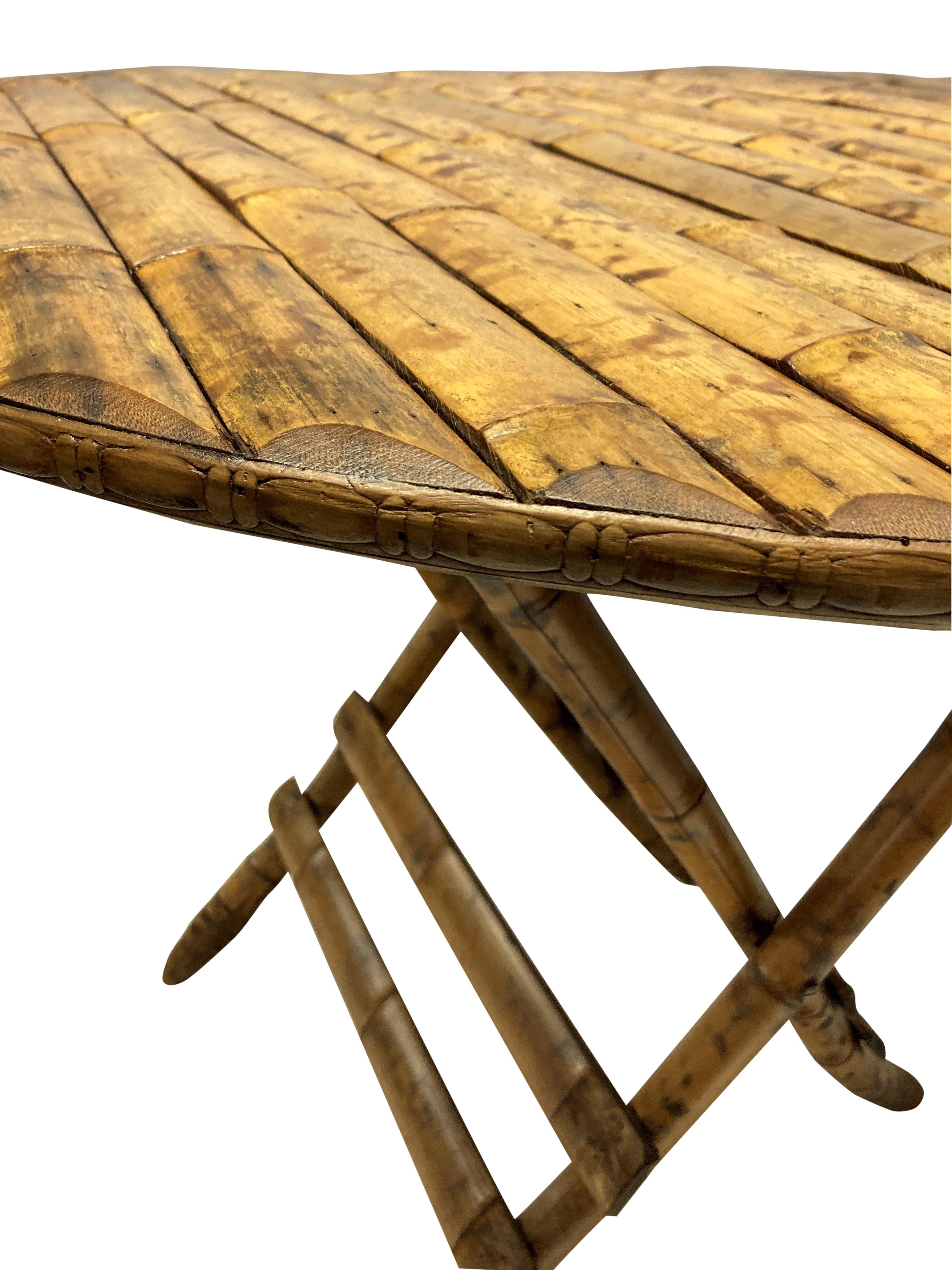30's French Bamboo Clad Folding Table In Good Condition In London, GB