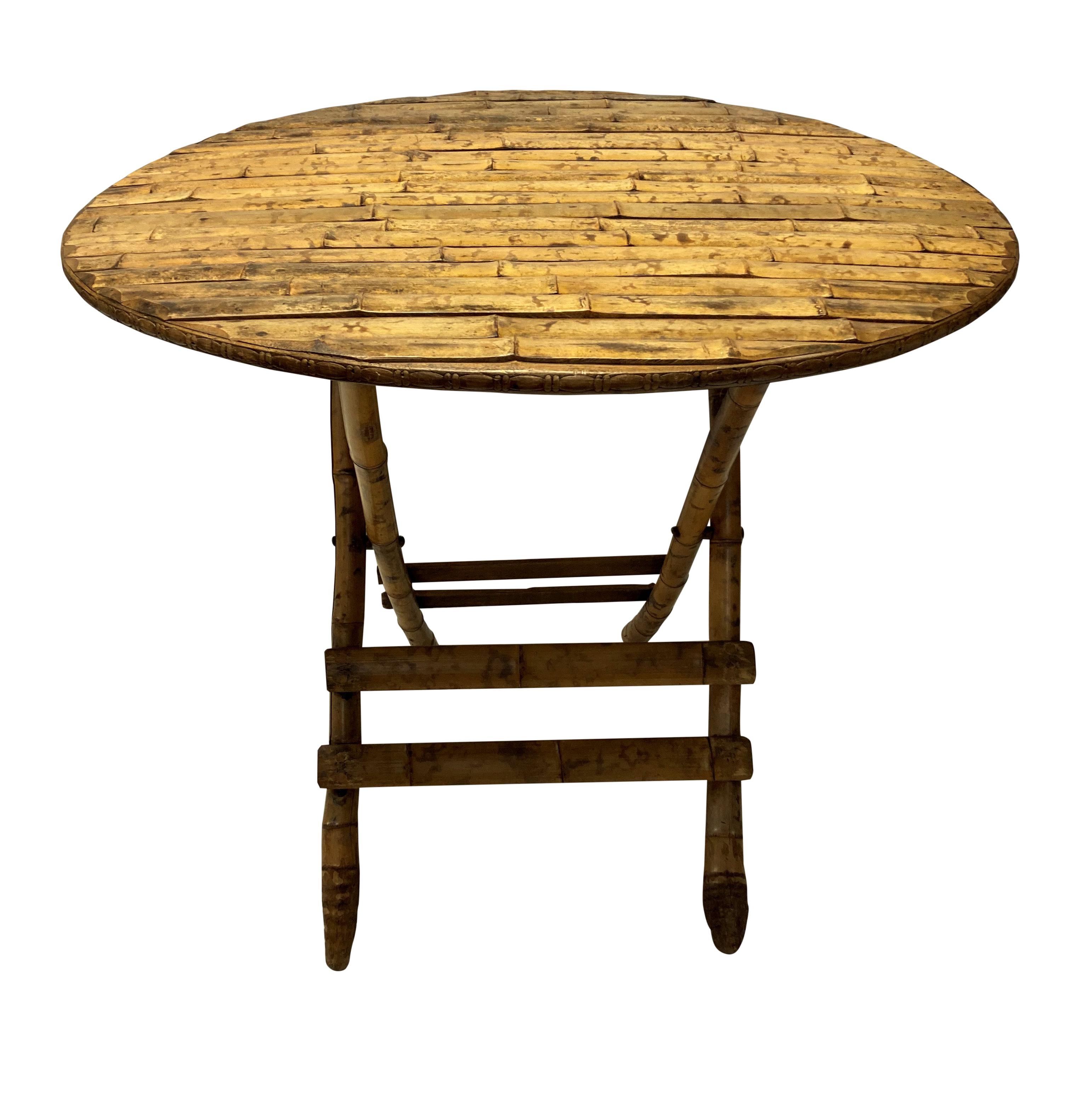 Mid-20th Century 30's French Bamboo Clad Folding Table