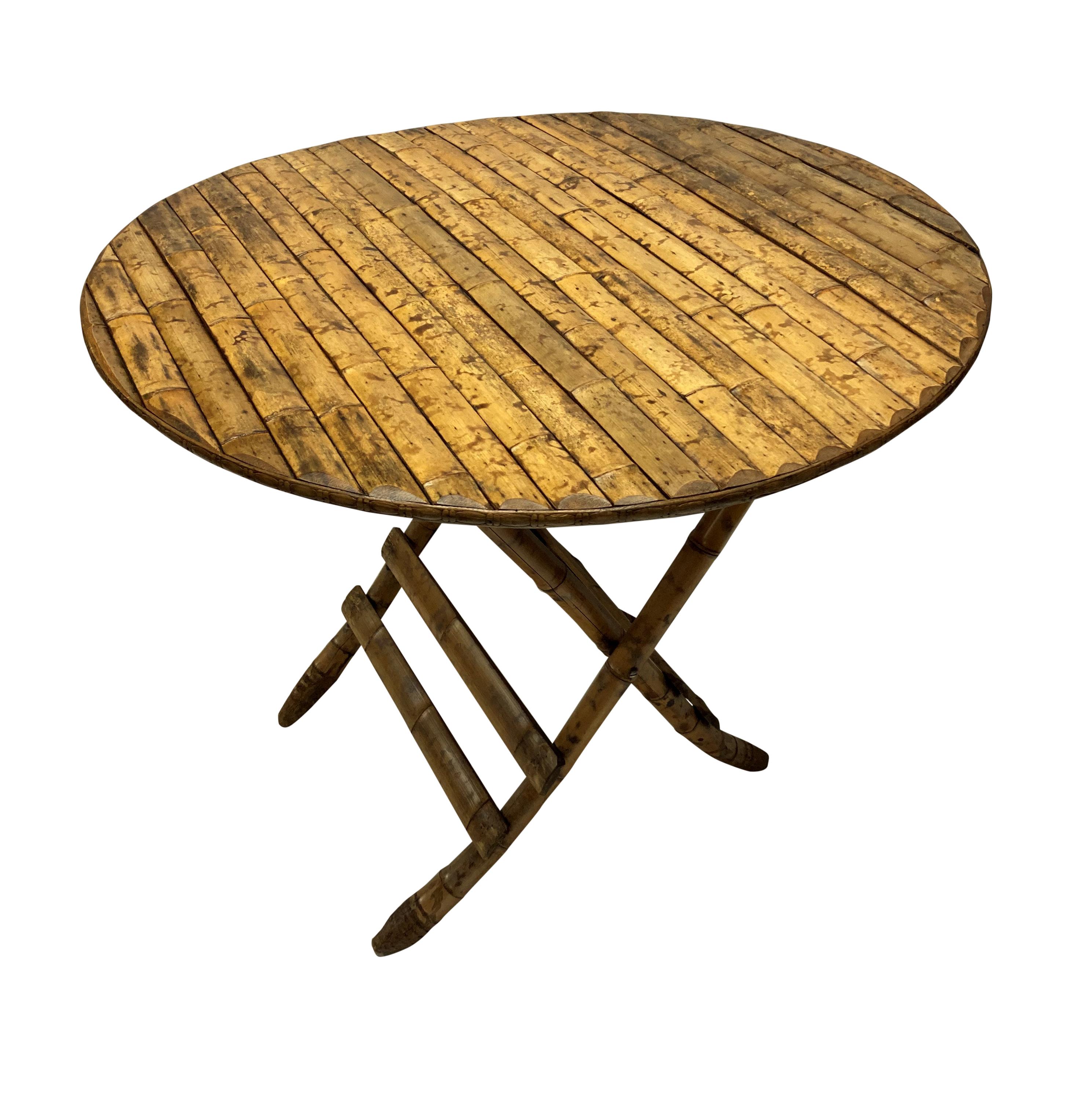 30's French Bamboo Clad Folding Table 1