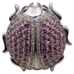 A 3.84 Carat Pink Sapphire & Diamond Bug, Beetle Brooch