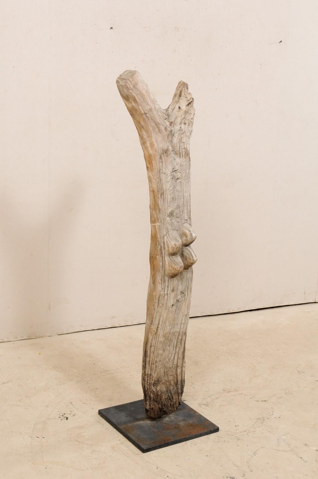 Malian Tall Dogan Tribe Hand Carved Wood Toguna Post, Mid-20th Century