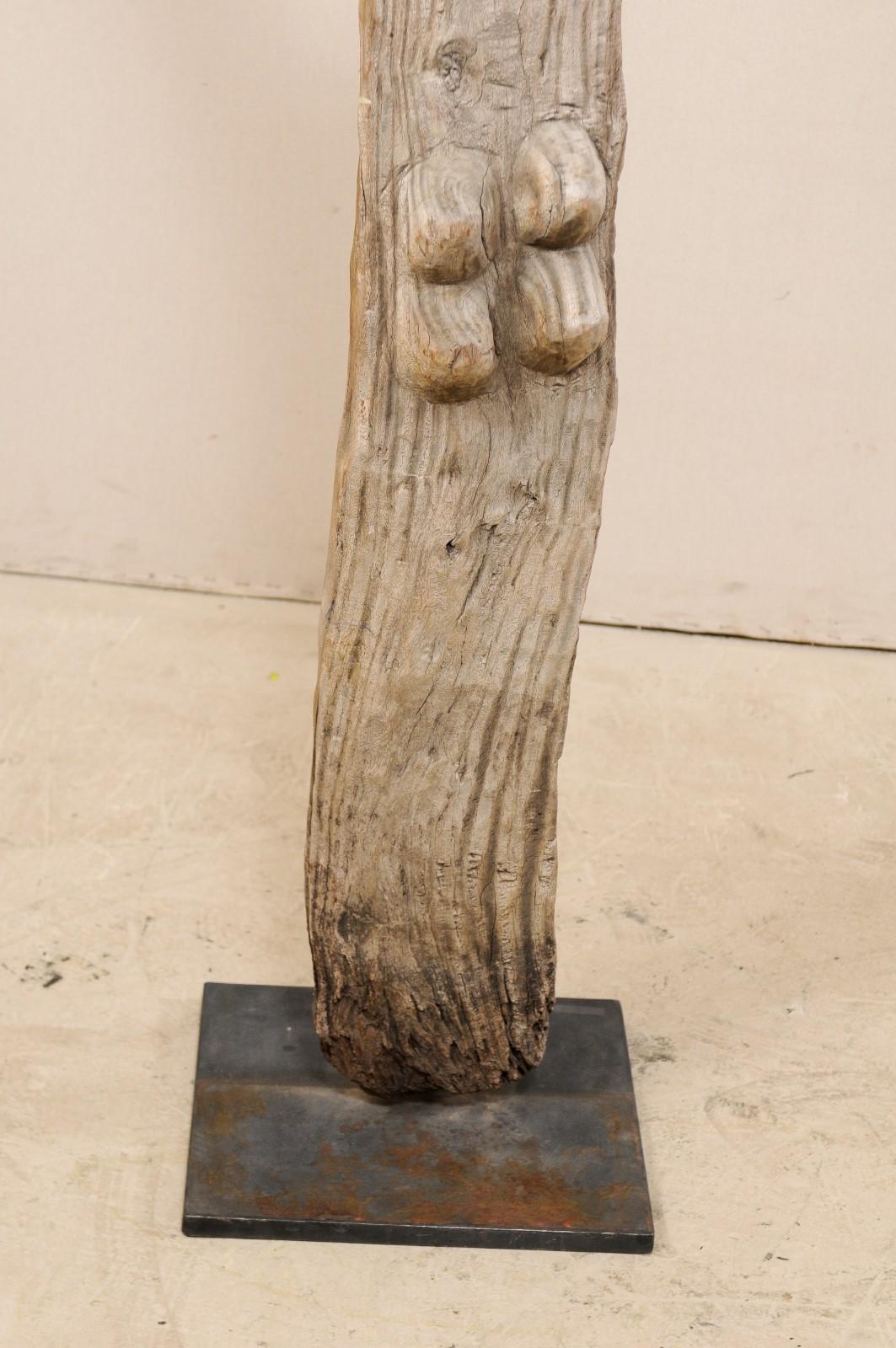 Iron Tall Dogan Tribe Hand Carved Wood Toguna Post, Mid-20th Century