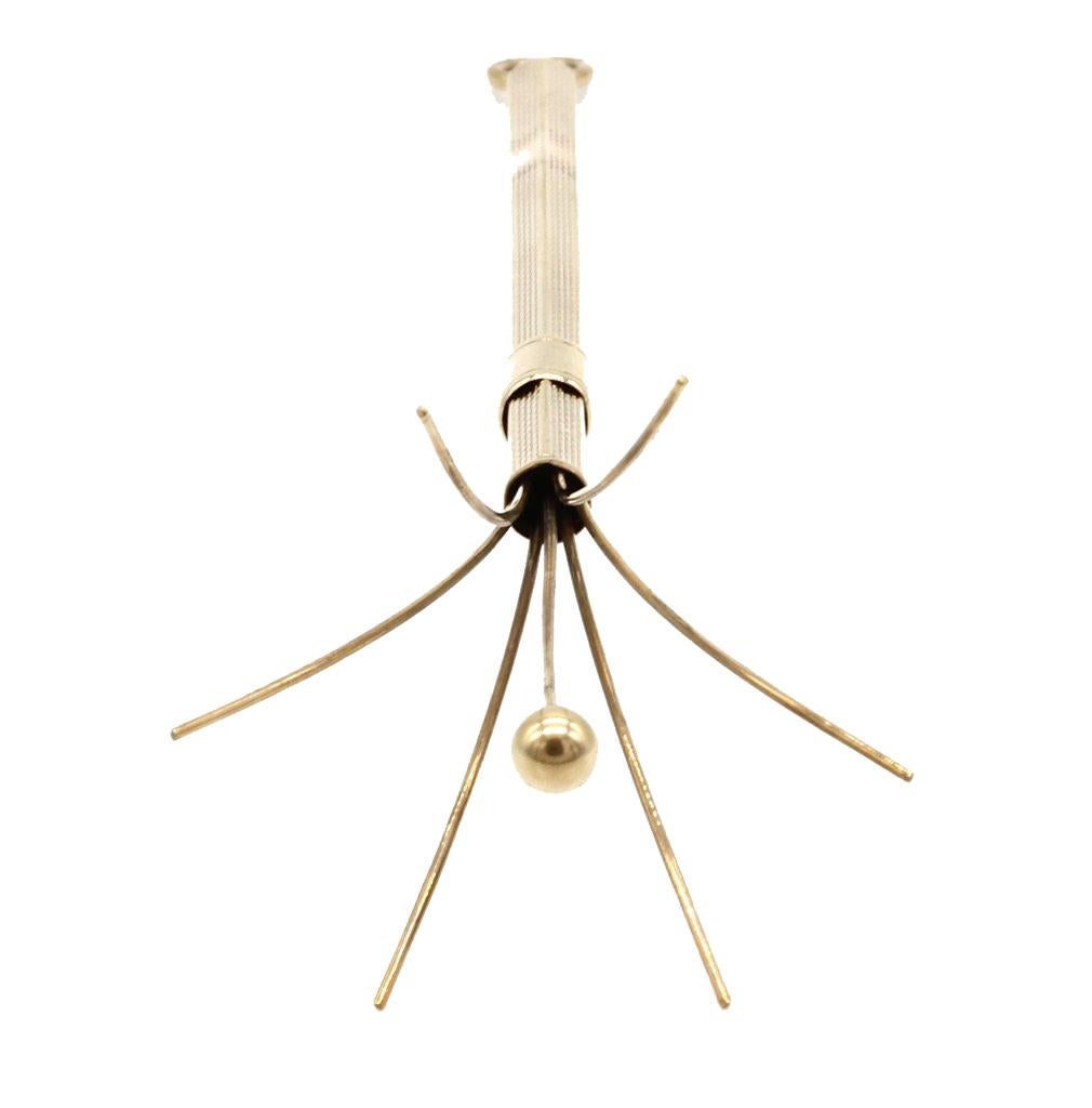Modern 9 Kt Yellow Gold Propelling Swizzle Stick Cocktail Stirrer