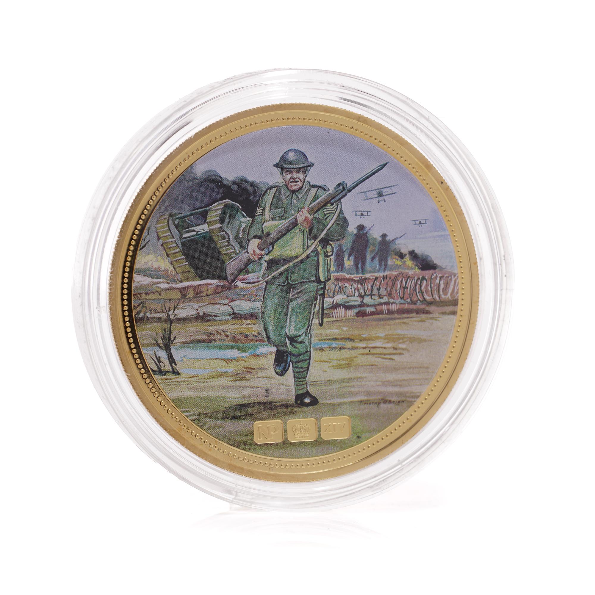 Gold A 9ct gold proof coin, commemorating the First World War centenary For Sale