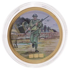 Eine Münze mit 9 Karat Goldabzug anlässlich des hundertjährigen Bestehens des Ersten Weltkriegs