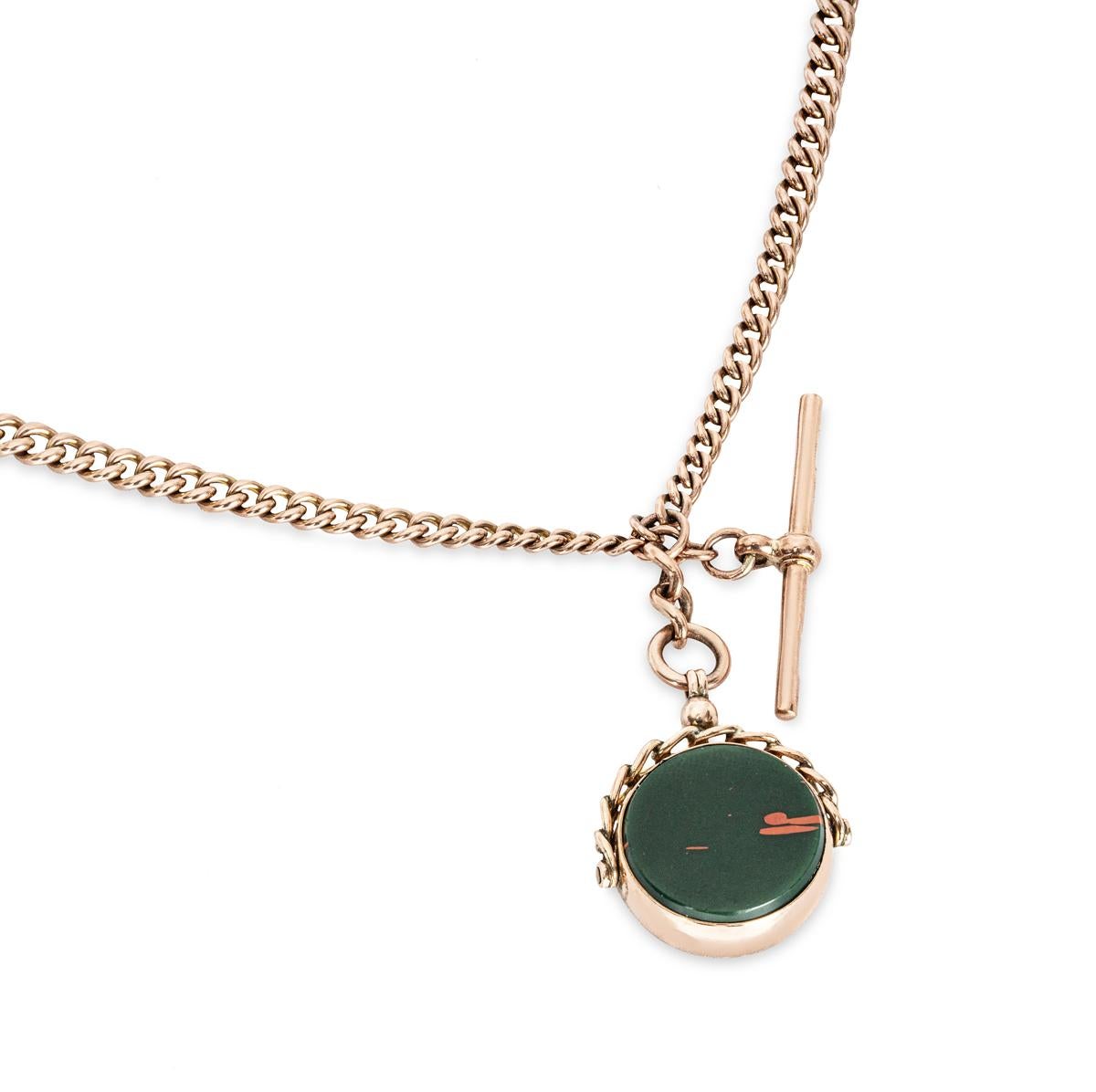 Women's or Men's A 9ct Rose Gold Curb Link Pocket Watch Chain C1900s For Sale