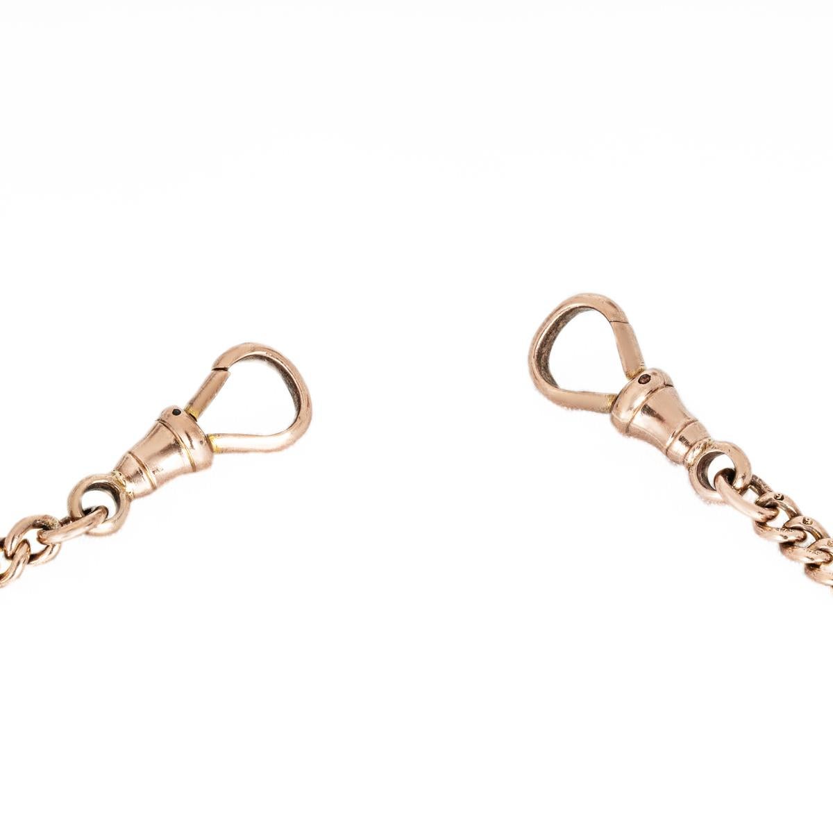 A 9ct Rose Gold Curb Link Pocket Watch Chain C1900s For Sale 2
