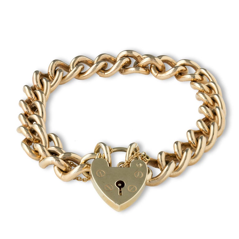 9 Carat Yellow Gold Curb Bracelet For Sale at 1stDibs