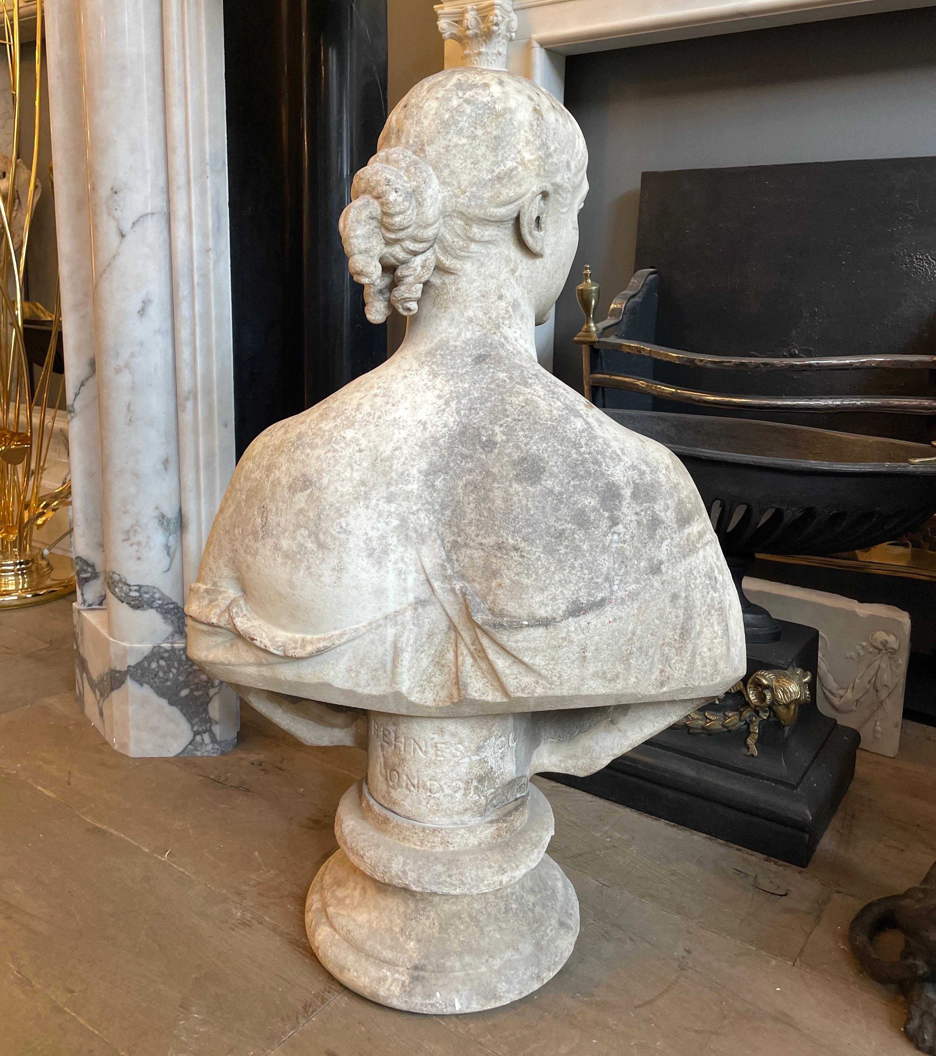 A 19th Century Classical Statuary Marble Bust Of A Female  For Sale 5