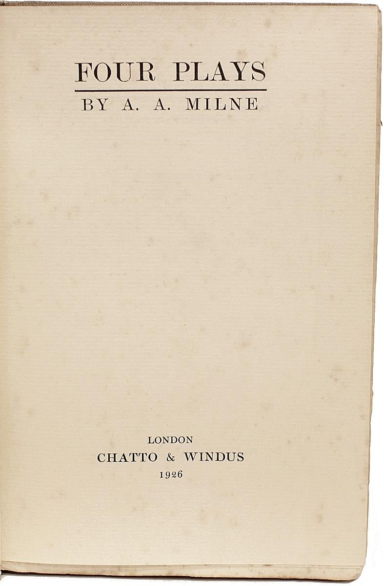 Fabric A. A. Milne, Collected Plays, All First Editions Each Inscribed to His Brother For Sale