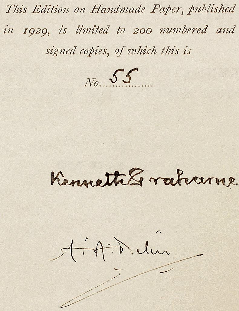 A. A. MILNE. Toad Of Toad Hall. 1929 - FIRST DELUXE EDITION - SIGNED For Sale 1