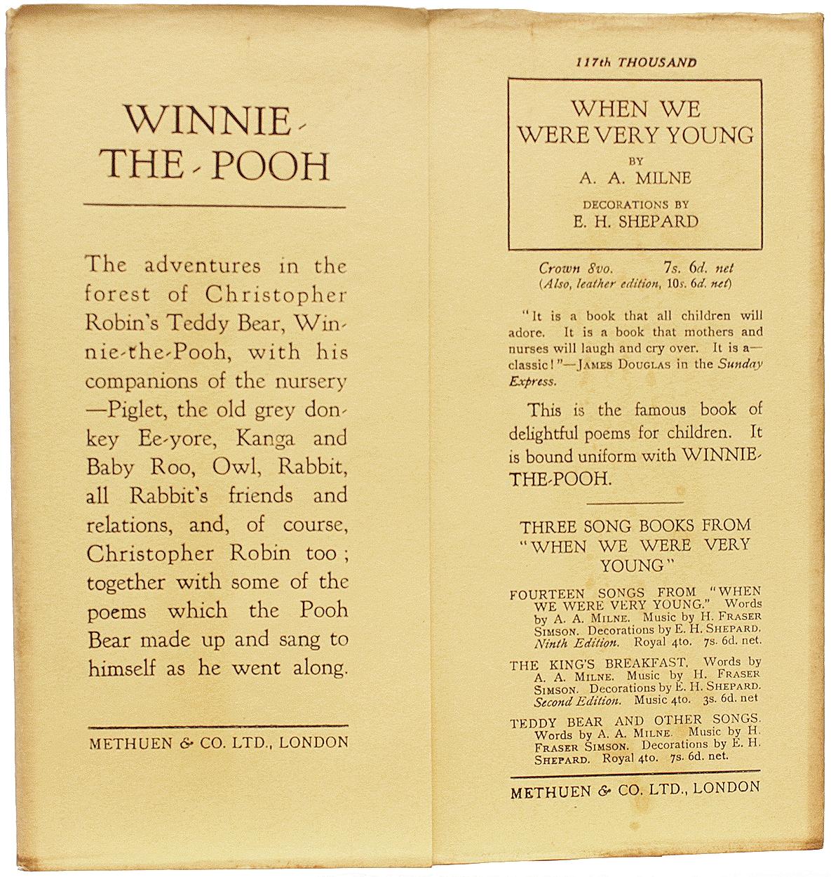 British A. A. Milne - Winnie The Pooh - 1926 - FIRST EDITION FIRST PRINTING WITH THE DJ