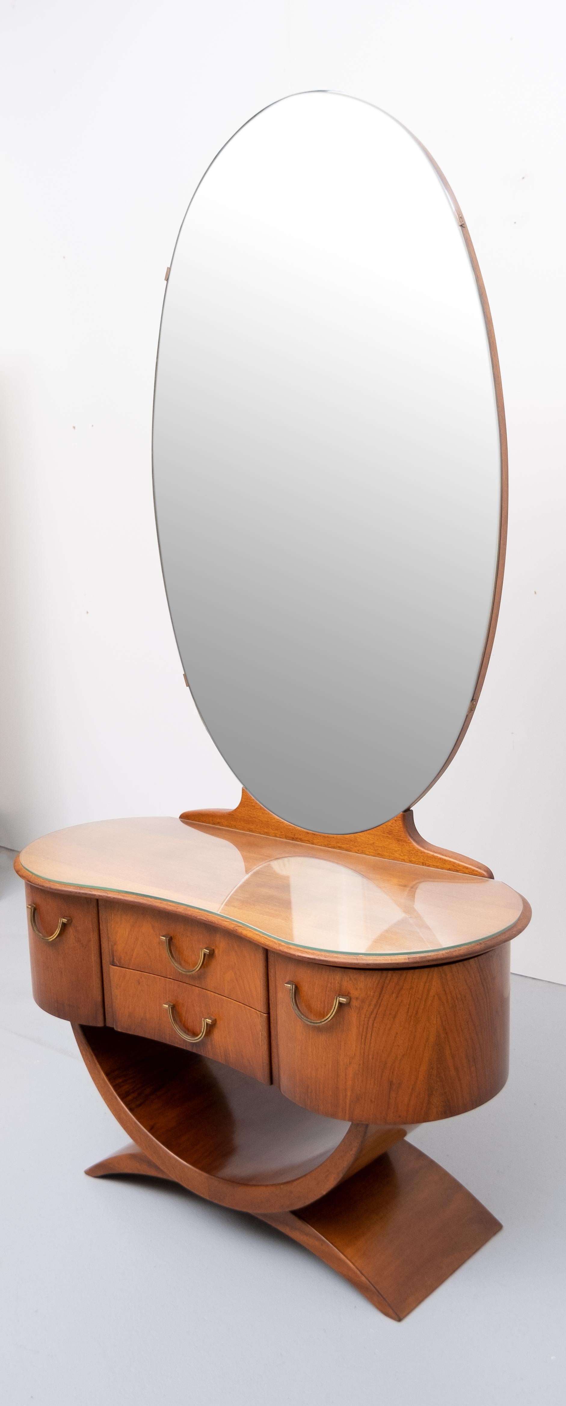 Mid-Century Modern A A Patijn Curved Dressing Table, 1950s, Holland