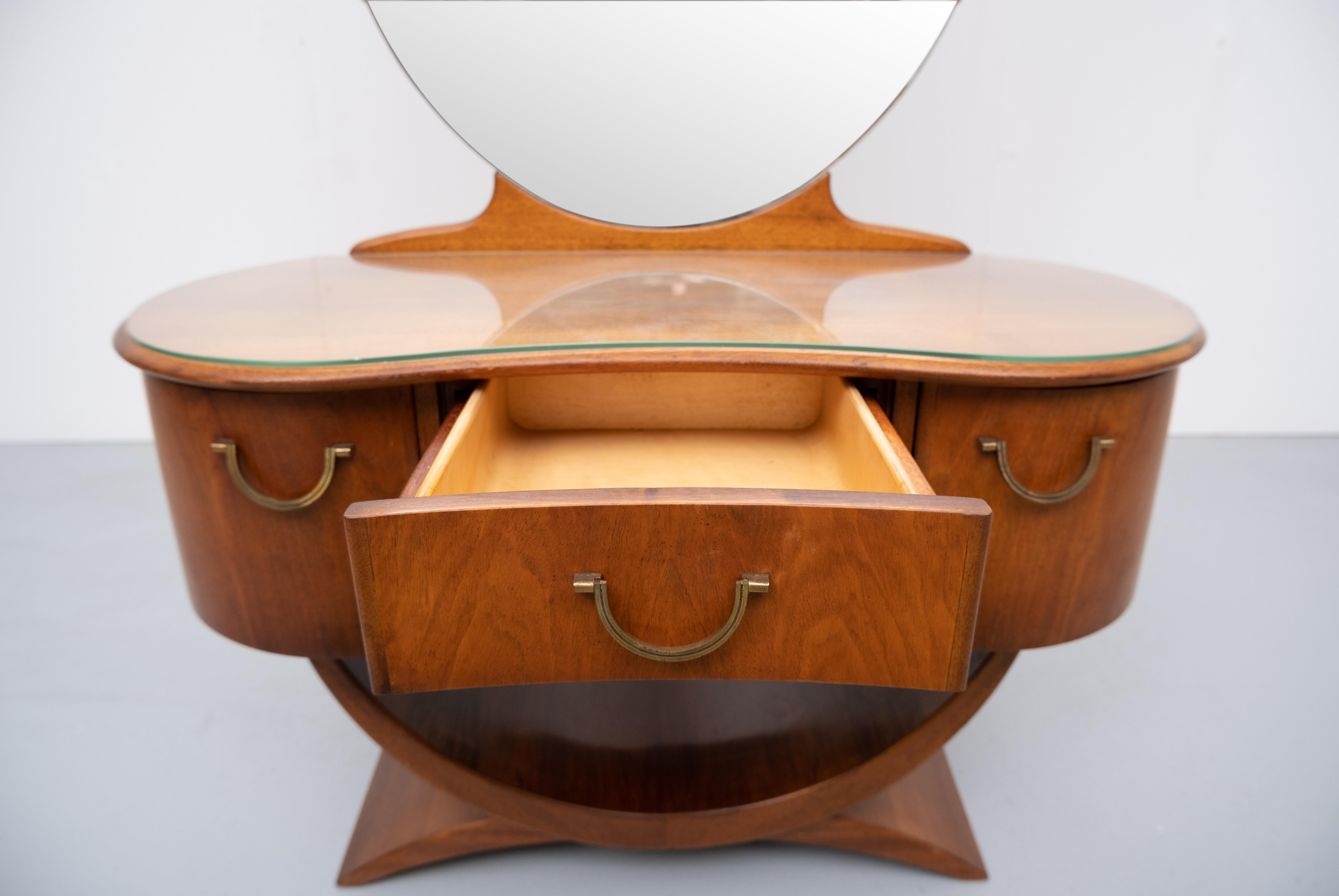 Dutch A A Patijn Curved Dressing Table, 1950s, Holland