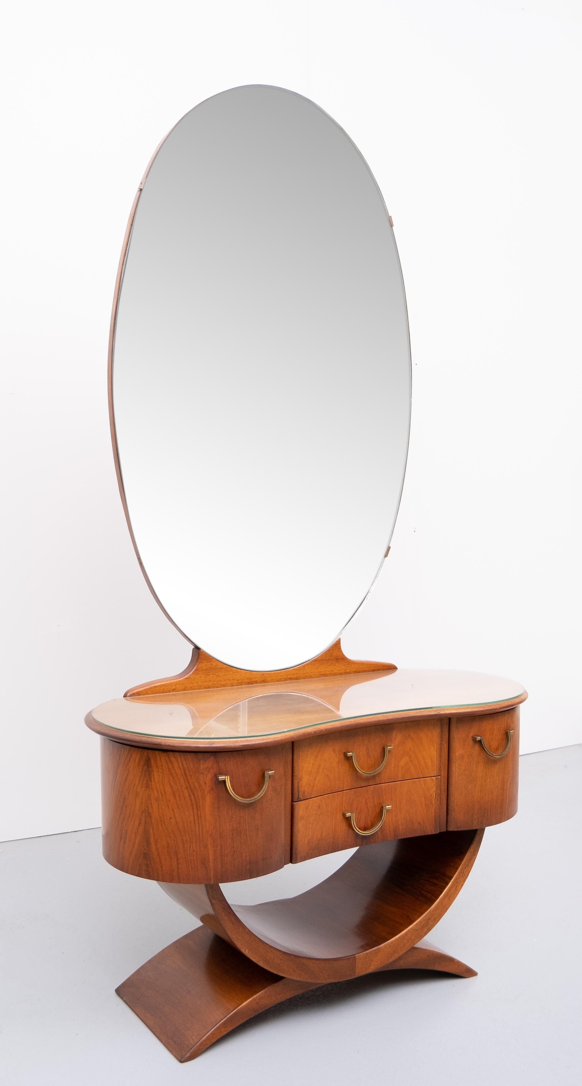 A A Patijn Curved Dressing Table, 1950s, Holland In Good Condition In Den Haag, NL