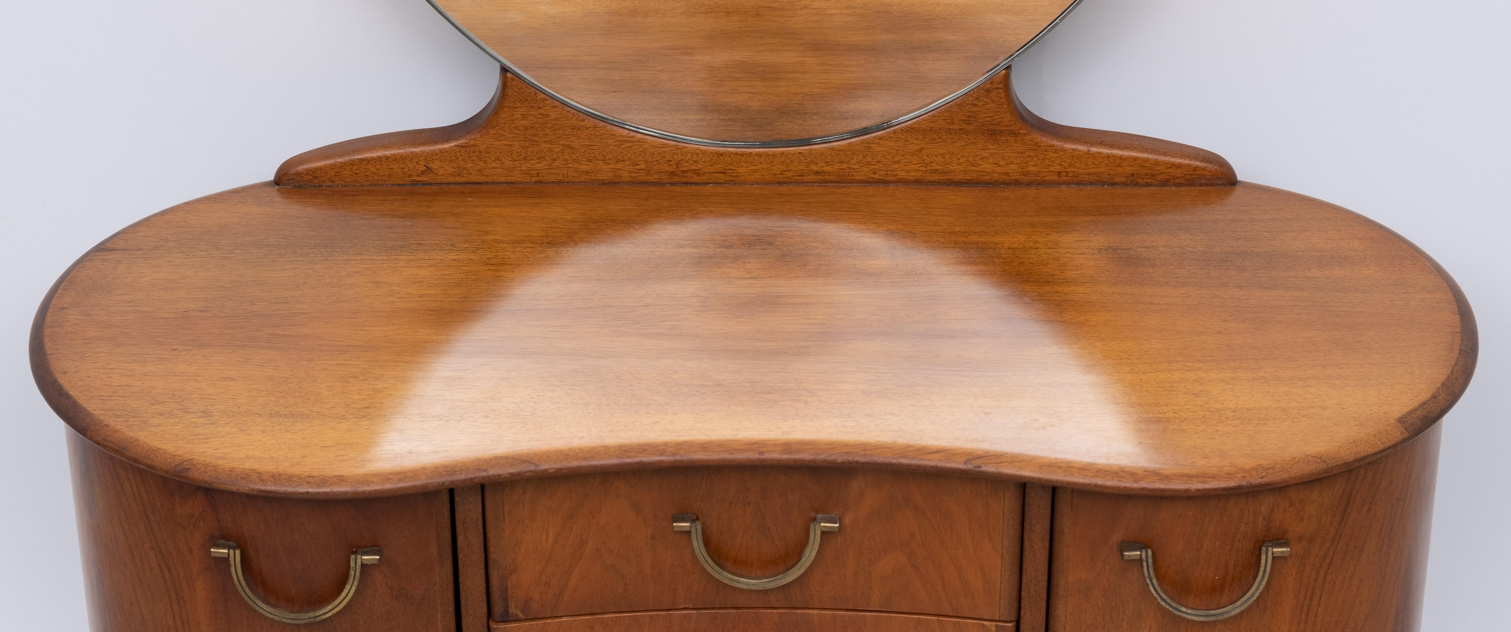 Nutwood A A Patijn Curved Dressing Table, 1950s, Holland